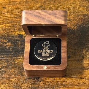 New Parent Decision Coin Flip in Wooden Box